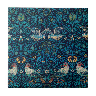 Klassieke William Morris Blue van Floral Birds Tegeltje
