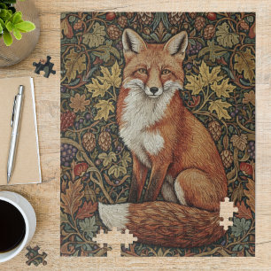 Klassieke William Morris Fox Woodland Kunst Legpuzzel