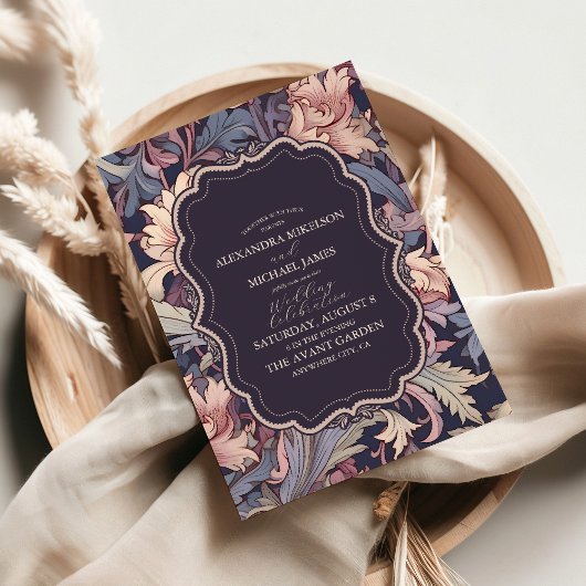 Klassieke William Morris Lavendel Bruiloft Kaart