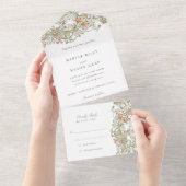 Klassieke William Morris tear-away RSVP bruiloft All In One Uitnodiging (Afscheurbaar)