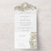 Klassieke William Morris tear-away RSVP bruiloft All In One Uitnodiging (Binnen)