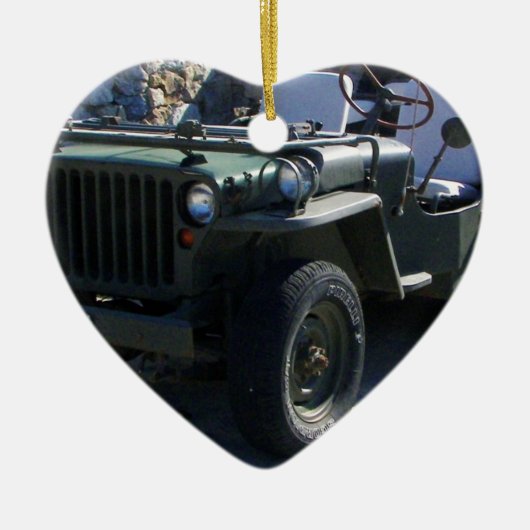 Klassieke Willy's Jeep. Keramisch Ornament (Voorkant)