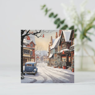 Klassieke Winter in Stad Feestdagenkaart