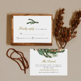 Klassieke Winter Pine Wedding RSVP Kaartje