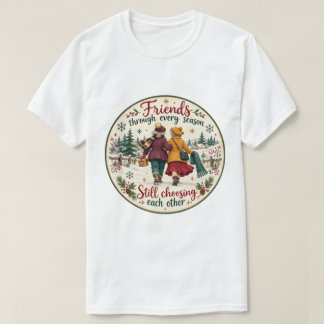 Klassieke winter-vriendschaps kerst kunst t-shirt