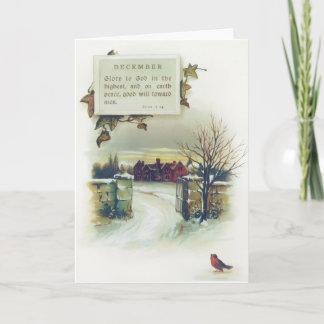 Klassieke winterscène Bijbeltekst Kerstmis Feestdagen Kaart
