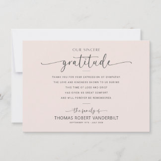 Klassieke wit en zwart minimalistische begrafenis bedankkaart