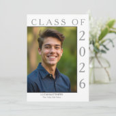 Klassieke witte afgestudeerde van de klas van 2026 kaart (Staand voorkant)