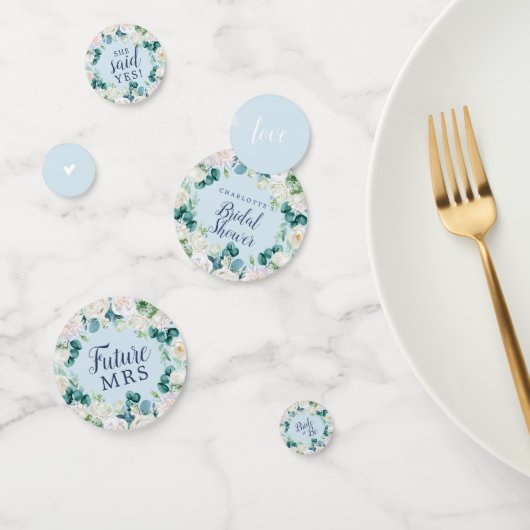 Klassieke witte bloemen | Blauw Vrijgezellenfeest Confetti (Groep)