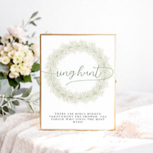Klassieke Witte Bloemen Bruiloftsshower Ringjacht Poster