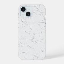 Klassieke Witte Bloemen Embossed Telefoonhoes