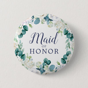Klassieke witte bloemen, gemaakt van erf Vrijgezel Ronde Button 5,7 Cm