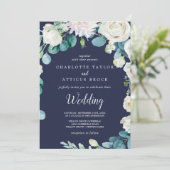 Klassieke witte bloemen | marineweddenschap kaart (Staand voorkant)