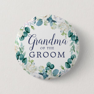 Klassieke witte bloemen oma van de Groom Ronde Button 5,7 Cm