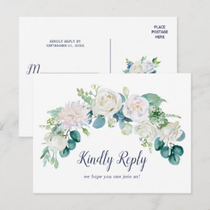Klassieke witte bloemen Song Request RSVP Briefkaa Uitnodiging Briefkaart