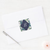 Klassieke witte bloemen zeemaand monogram envelop vierkante sticker (Envelop)