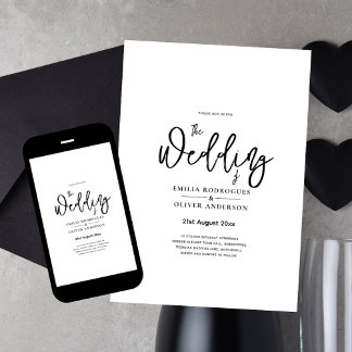 Klassieke witte elegante druk of digitaal huwelijk kaart