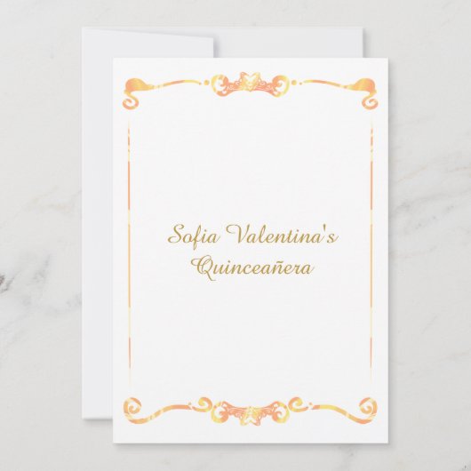 Klassieke Witte en Gouden Quinceanera Uitnodiging (Achterkant)