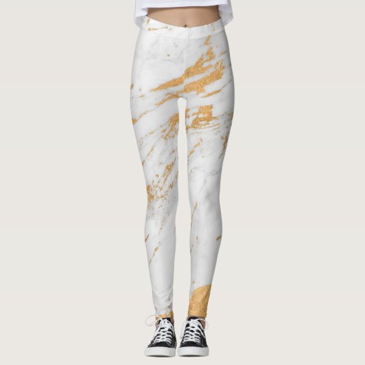 Klassieke witte en gouden steen leggings (Voorkant)