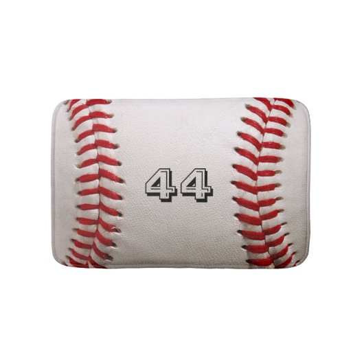 Klassieke witte honkbal met aangepast shirt nummer badmat (Voorkant)