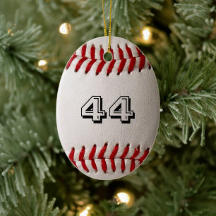 Klassieke witte honkbal met aangepast shirt nummer keramisch ornament