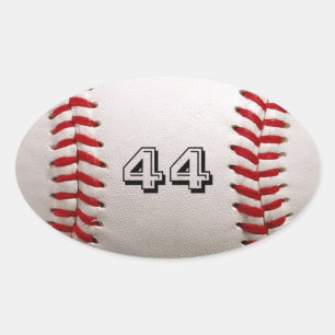 Klassieke witte honkbal met aangepast shirt nummer ovale sticker