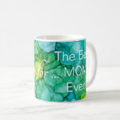 Klassieke witte koffie mok "Blue-Greens Flowers" (Voorkant rechts)