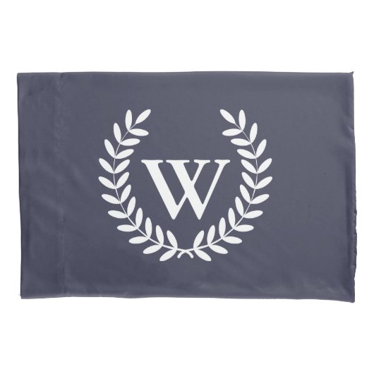 Klassieke witte Laurels en Monogram Kussensloop (Voorkant)