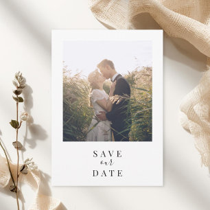 Klassieke witte lijst foto trouwdag save the date