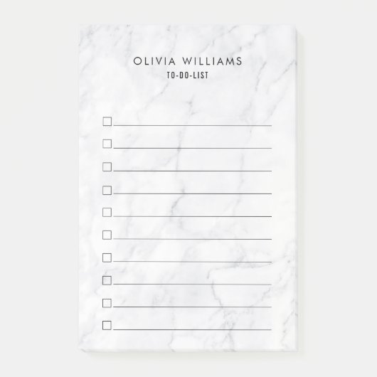 Klassieke witte marmeren to-do lijst post-it® notes (Voorkant)