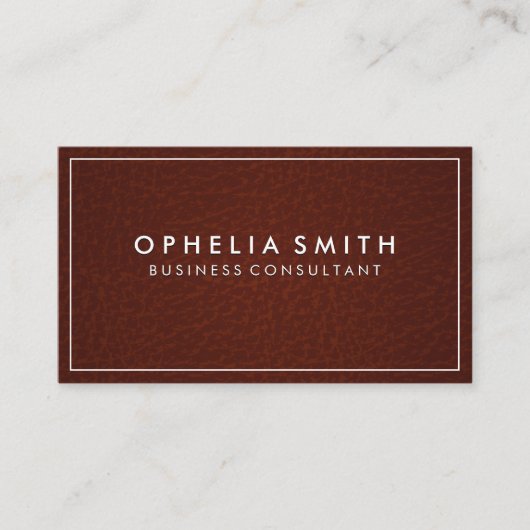 Klassieke witte rand | Achtergrond bruin leder Visitekaartje (Voorkant)