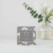 Klassieke witte Rose |Grijze bruiloft Website RSVP Vierkante Visitekaartje (Staand voorkant)