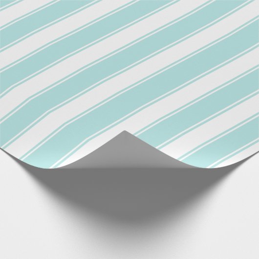 Klassieke witte streep Stripe Blauwgroen Stripe Cadeaupapier (Hoek)