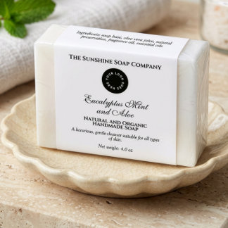 Klassieke witte zeepverpakkingslabel met logo etiket