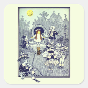Klassieke Wizard of Oz, Dorothy Ontmoet de Munchki Vierkante Sticker