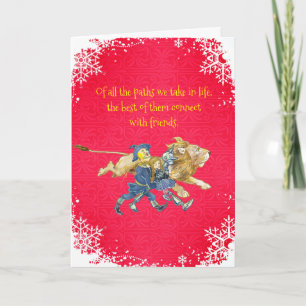 Klassieke Wizard of Oz Kerstkaart voor vrienden Notitiekaartje