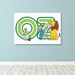 Klassieke Wizard of Oz-personages en tekstletters Canvas Afdruk