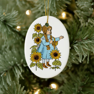 Klassieke Wizard of Oz Sprookje Dorothy Zonnebloem Keramisch Ornament