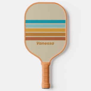 Klassieke Woestijn Regenboog over Strepen met Naam Pickleball Paddle