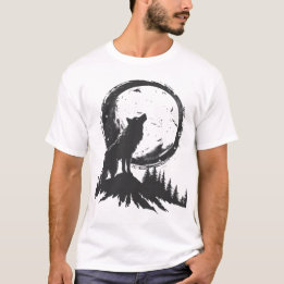 Klassieke wolf in het maanlicht t-shirt