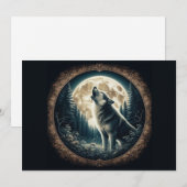 Klassieke,  wolf & moon feestdagenkaart (Voorkant / Achterkant)