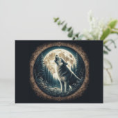 Klassieke,  wolf & moon feestdagenkaart (Staand voorkant)