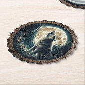 Klassieke,  wolf & moon kartonnen onderzetters (Gekanteld)