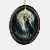 Klassieke,  wolf & moon keramisch ornament (Rechts)