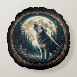 Klassieke,  wolf & moon rond kussen