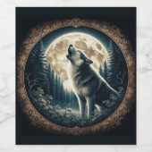 Klassieke,  wolf & moon wijn etiket (Enkel label)