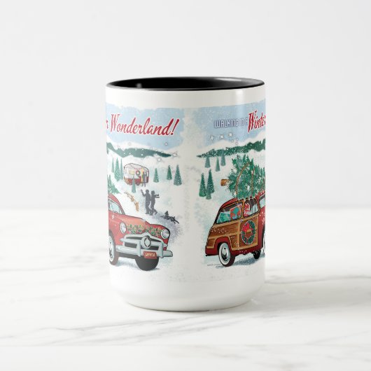 Klassieke Woodie Wagon Kerst Mok (Midden)