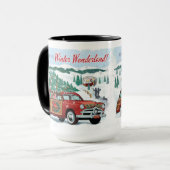 Klassieke Woodie Wagon Kerst Mok (Voorkant links)