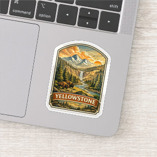 Klassieke Yellowstone Berg Waterval Wildernis Sticker