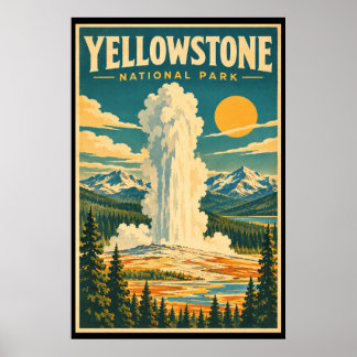 Klassieke Yellowstone National Park Reis Kunst Poster